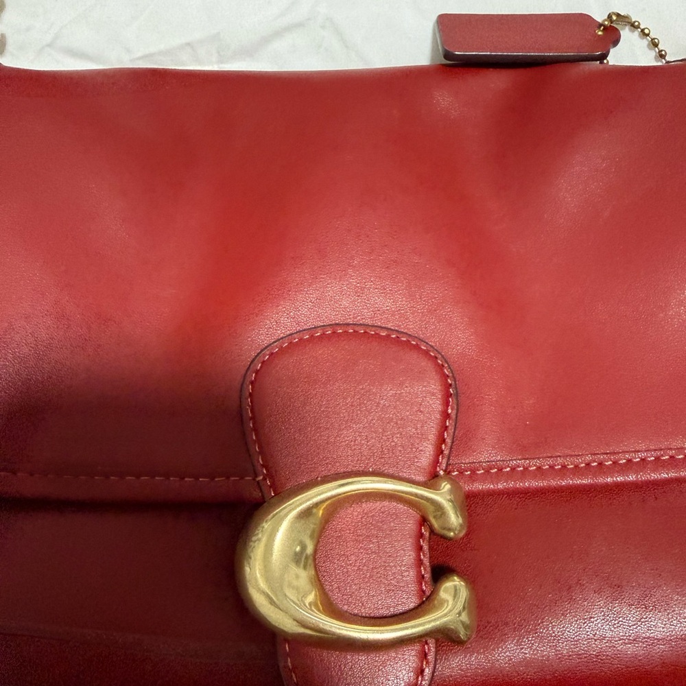 Coach Soft Tabby Red Leather Shoulder Bag - Picture 3 of 6